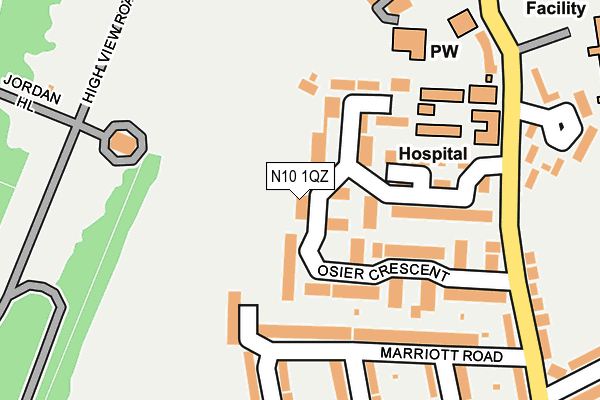 N10 1QZ map - OS OpenMap – Local (Ordnance Survey)