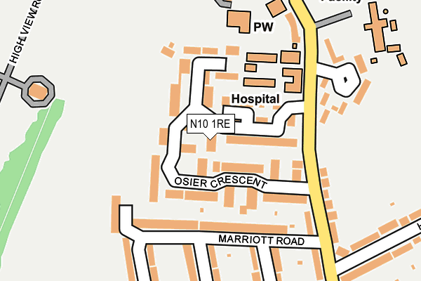 N10 1RE map - OS OpenMap – Local (Ordnance Survey)