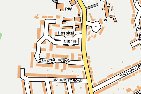 N10 1RF map - OS OpenMap – Local (Ordnance Survey)
