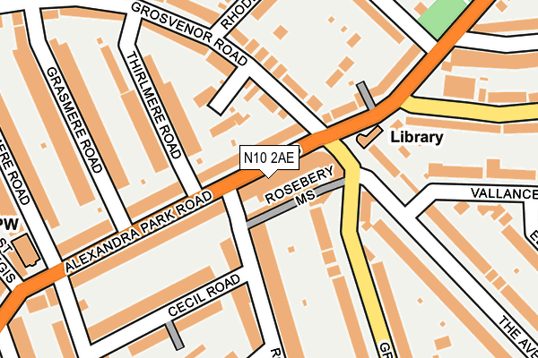 N10 2AE map - OS OpenMap – Local (Ordnance Survey)