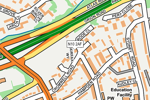 N10 2AF map - OS OpenMap – Local (Ordnance Survey)