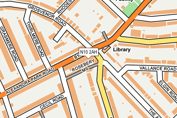 N10 2AH map - OS OpenMap – Local (Ordnance Survey)