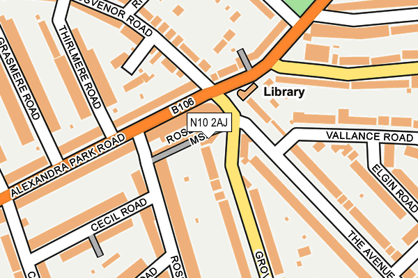 N10 2AJ map - OS OpenMap – Local (Ordnance Survey)