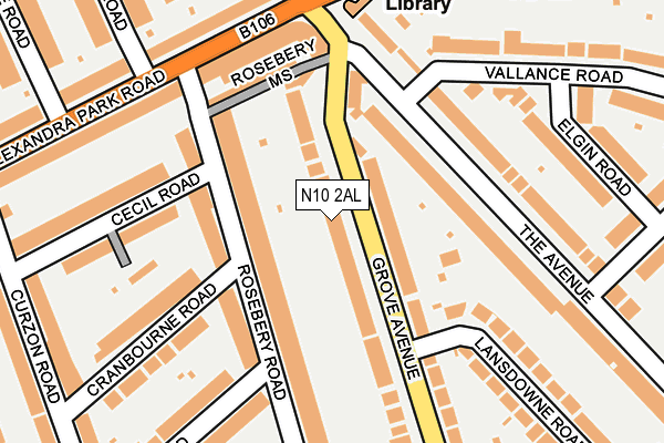 N10 2AL map - OS OpenMap – Local (Ordnance Survey)