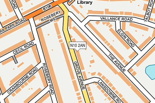 N10 2AN map - OS OpenMap – Local (Ordnance Survey)