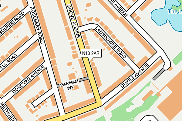 N10 2AR map - OS OpenMap – Local (Ordnance Survey)