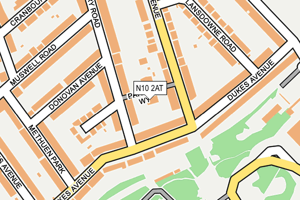 N10 2AT map - OS OpenMap – Local (Ordnance Survey)