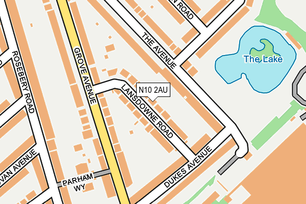 N10 2AU map - OS OpenMap – Local (Ordnance Survey)