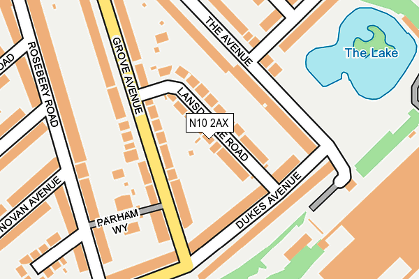 N10 2AX map - OS OpenMap – Local (Ordnance Survey)