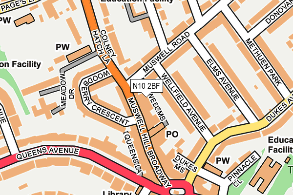 N10 2BF map - OS OpenMap – Local (Ordnance Survey)