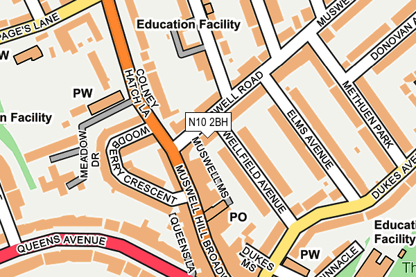 N10 2BH map - OS OpenMap – Local (Ordnance Survey)
