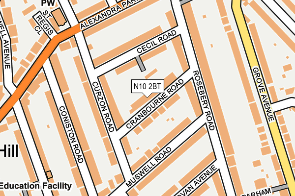 N10 2BT map - OS OpenMap – Local (Ordnance Survey)