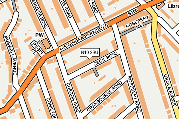 N10 2BU map - OS OpenMap – Local (Ordnance Survey)