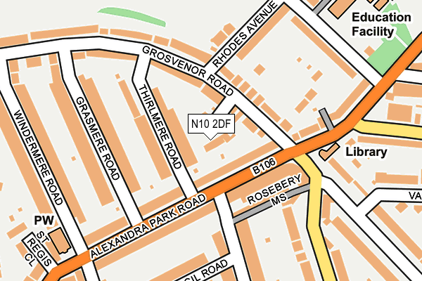N10 2DF map - OS OpenMap – Local (Ordnance Survey)