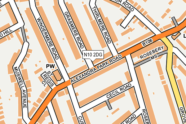 N10 2DG map - OS OpenMap – Local (Ordnance Survey)