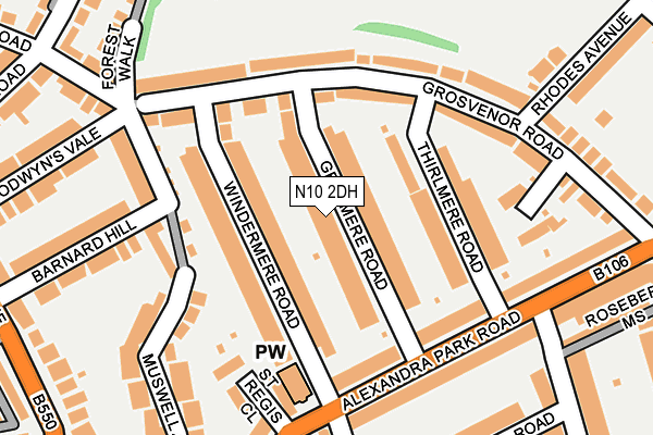 N10 2DH map - OS OpenMap – Local (Ordnance Survey)