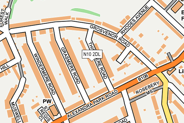 N10 2DL map - OS OpenMap – Local (Ordnance Survey)