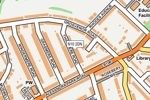 N10 2DN map - OS OpenMap – Local (Ordnance Survey)