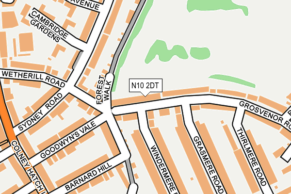 N10 2DT map - OS OpenMap – Local (Ordnance Survey)
