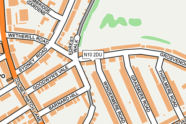 N10 2DU map - OS OpenMap – Local (Ordnance Survey)