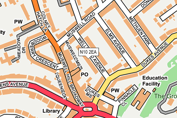 N10 2EA map - OS OpenMap – Local (Ordnance Survey)