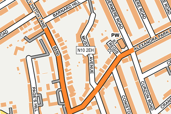 N10 2EH map - OS OpenMap – Local (Ordnance Survey)