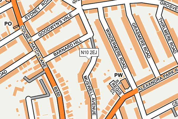 N10 2EJ map - OS OpenMap – Local (Ordnance Survey)