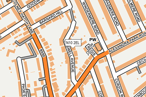 N10 2EL map - OS OpenMap – Local (Ordnance Survey)