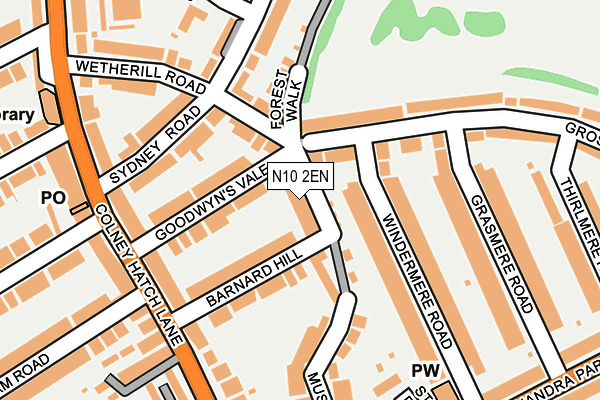 N10 2EN map - OS OpenMap – Local (Ordnance Survey)