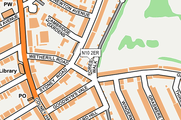 N10 2ER map - OS OpenMap – Local (Ordnance Survey)