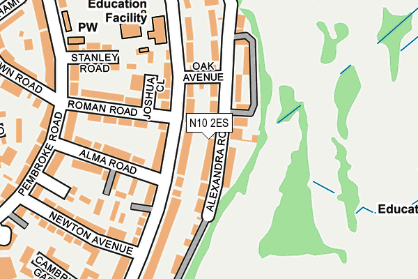 N10 2ES map - OS OpenMap – Local (Ordnance Survey)