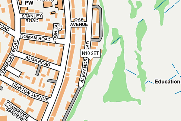 N10 2ET map - OS OpenMap – Local (Ordnance Survey)
