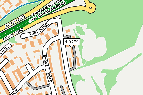 N10 2EY map - OS OpenMap – Local (Ordnance Survey)