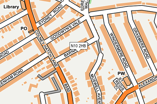 N10 2HB map - OS OpenMap – Local (Ordnance Survey)