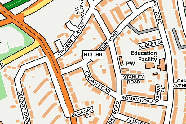 N10 2HN map - OS OpenMap – Local (Ordnance Survey)
