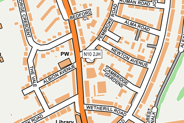 N10 2JH map - OS OpenMap – Local (Ordnance Survey)