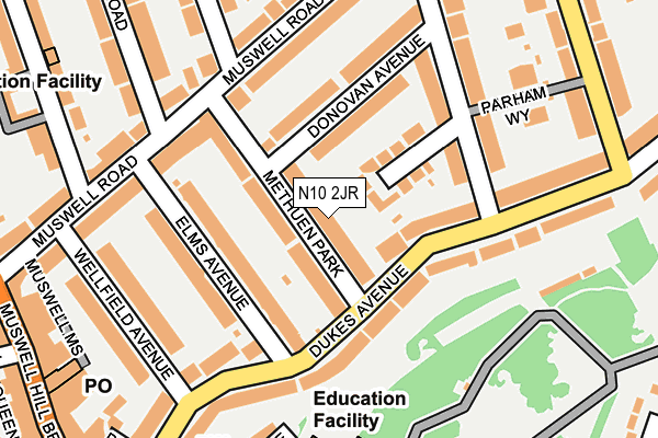 N10 2JR map - OS OpenMap – Local (Ordnance Survey)