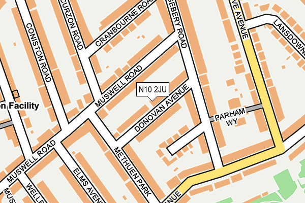 N10 2JU map - OS OpenMap – Local (Ordnance Survey)