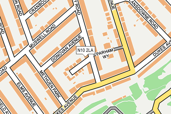 N10 2LA map - OS OpenMap – Local (Ordnance Survey)