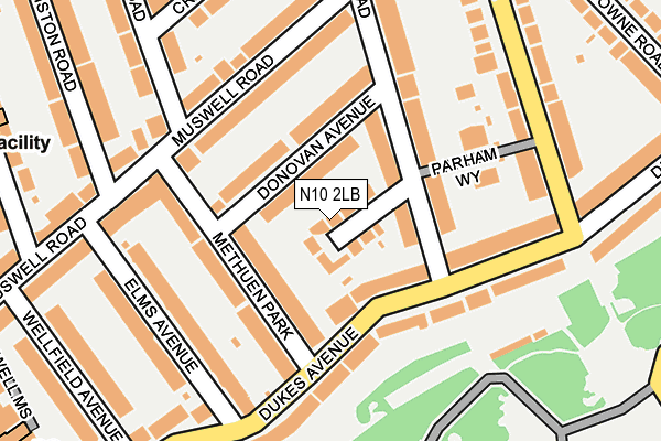 N10 2LB map - OS OpenMap – Local (Ordnance Survey)