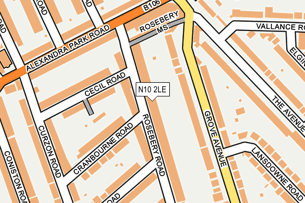 N10 2LE map - OS OpenMap – Local (Ordnance Survey)