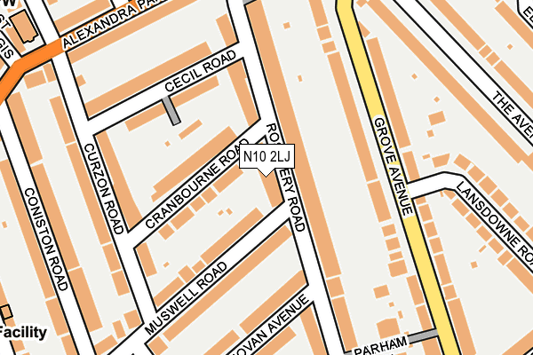 N10 2LJ map - OS OpenMap – Local (Ordnance Survey)