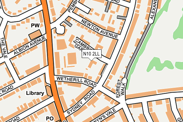 N10 2LL map - OS OpenMap – Local (Ordnance Survey)