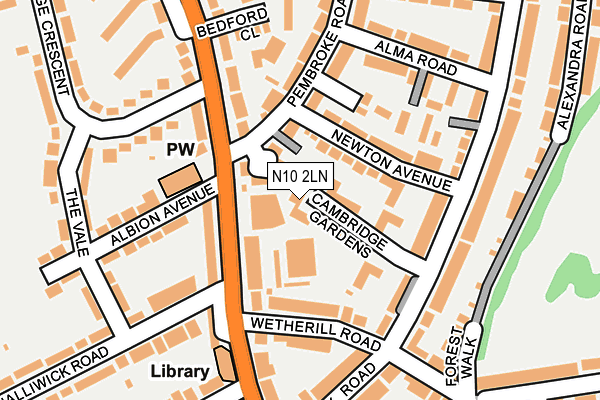 N10 2LN map - OS OpenMap – Local (Ordnance Survey)