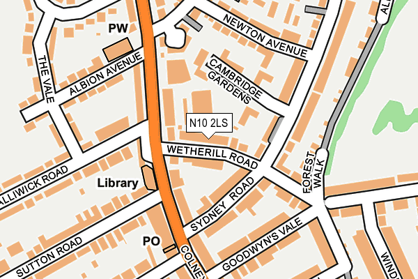 N10 2LS map - OS OpenMap – Local (Ordnance Survey)