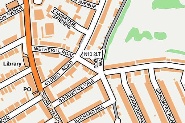 N10 2LT map - OS OpenMap – Local (Ordnance Survey)