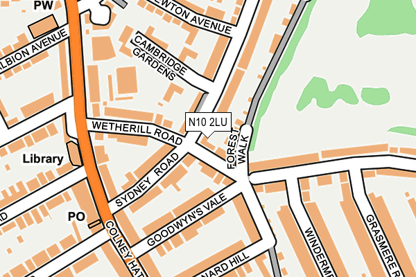 N10 2LU map - OS OpenMap – Local (Ordnance Survey)