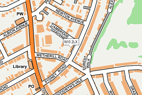 N10 2LX map - OS OpenMap – Local (Ordnance Survey)