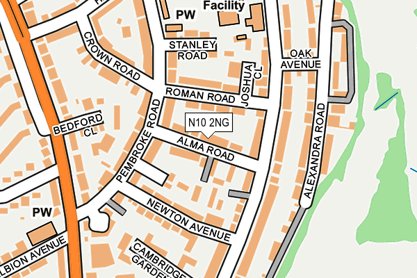 N10 2NG map - OS OpenMap – Local (Ordnance Survey)