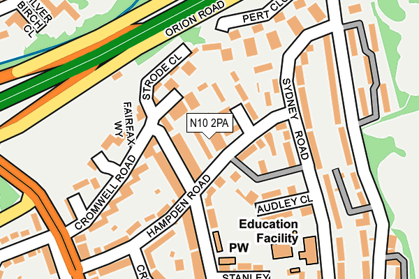 N10 2PA map - OS OpenMap – Local (Ordnance Survey)